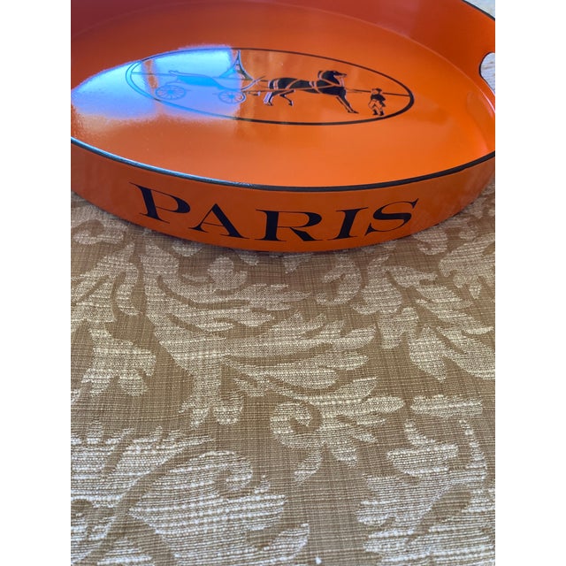 Orange Lacquered Hermes Inspired Bar Tray For Sale - Image 12 of 18
