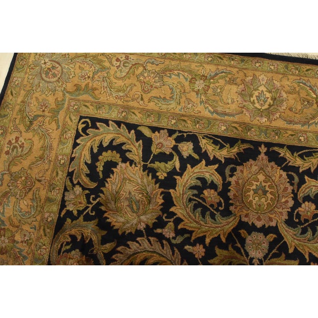 Textile Agra Rug 8’11” X 12’1” Black Wool Traditional Hand-Knottd Oriental Carpet For Sale - Image 7 of 14