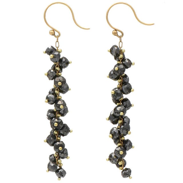 The black diamonds in these fabulous drop earrings flow downward to create a beautiful cascade for everyone to admire....