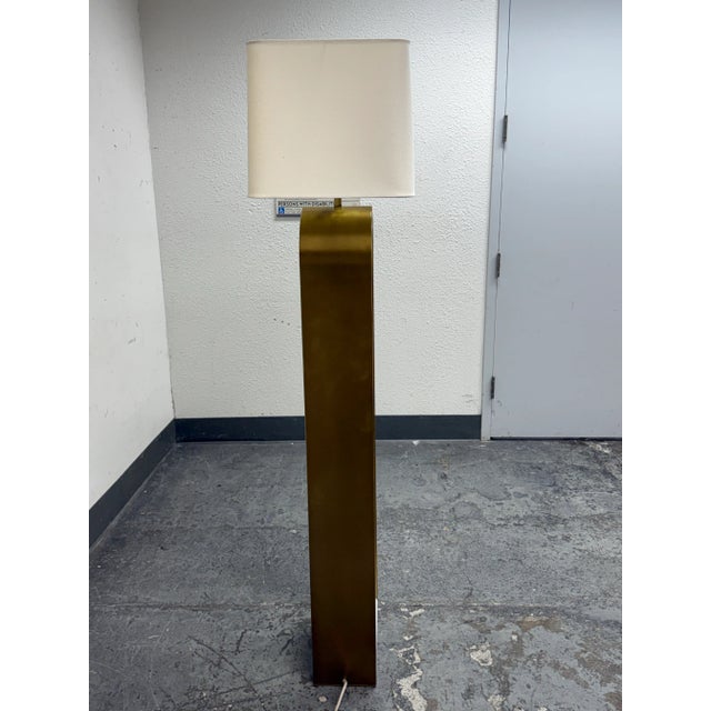 Postmodern Arteriors Home Rylan Antique Brass + Marble Floor Lamp For Sale - Image 3 of 12