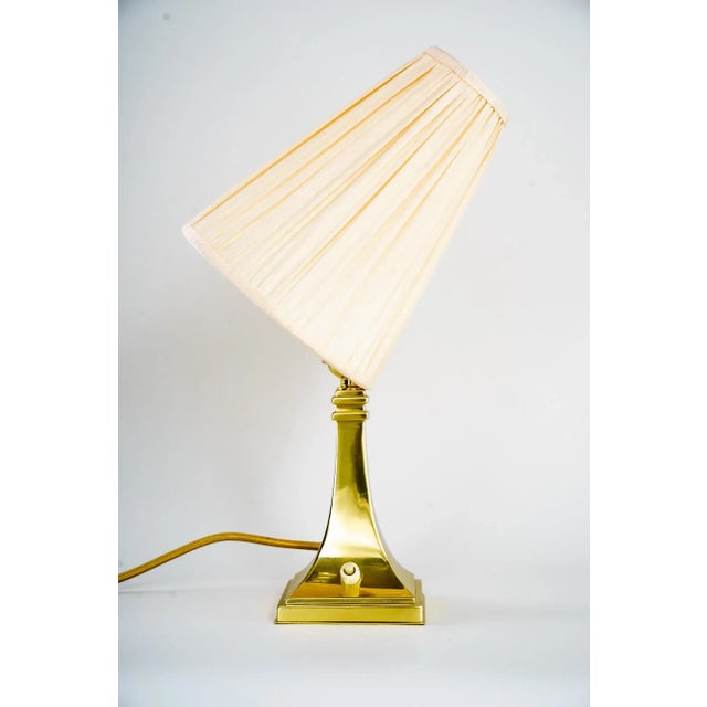 Metal Art Deco Table Lamp with Fabric Shade, 1920s For Sale - Image 7 of 10