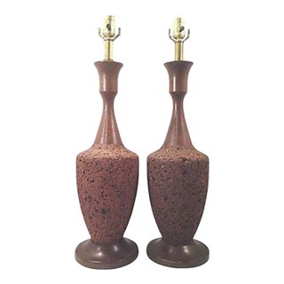 1960s Laurel Lamp Company Cork Table Lamps - a Pair For Sale