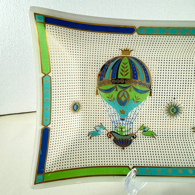 Glass Briard Fancy Free Montgolfier Balloon Opal Glass Platter For Sale - Image 7 of 12