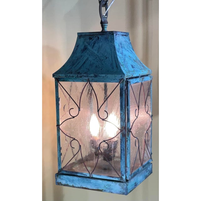 Stunning Vintage Copper Hanging Lantern For Sale - Image 4 of 12
