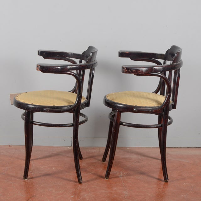 Black Antique Wooden Armchairs, Early 1900s, Set of 2 For Sale - Image 8 of 9