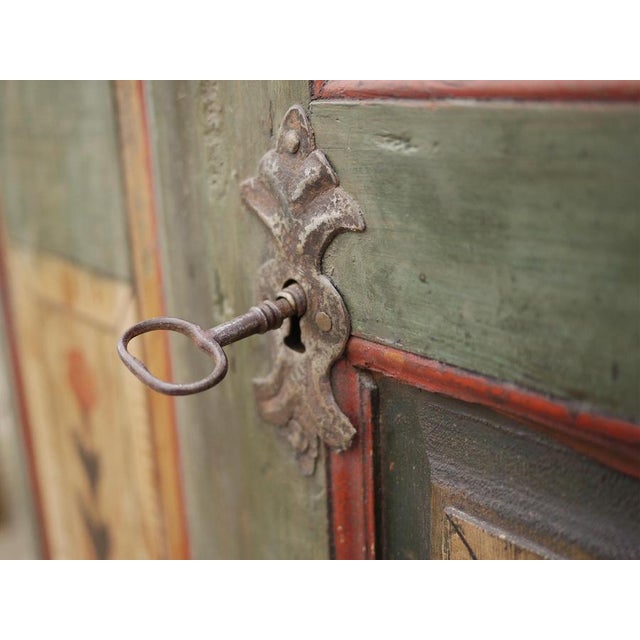 Alpine Blue Floral Painted Cupboard For Sale - Image 12 of 18
