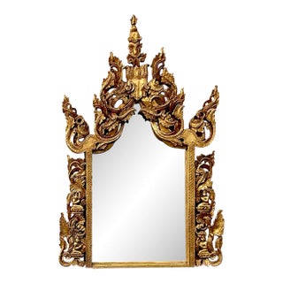 Vintage Boho Gilt Temple Mirror For Sale