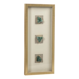 Gold Framed 3-Pc Emerald Crystal Wall Decor For Sale