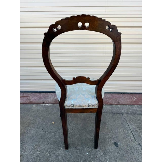 Mid 20th Century Vintage Victorian Style Walnut Balloon Back Carved Dining Chairs- Set of 4 For Sale - Image 10 of 11