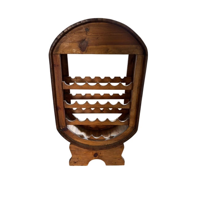 Rustic Freestanding Mexican Barrel-Style Wooden Wine Rack and Glass Holder, 1980 For Sale - Image 13 of 13
