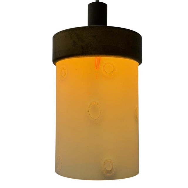 Mid-Century Modern Murano Pendant Lamp in Bronze and Milk Glass, 1960s For Sale - Image 6 of 13