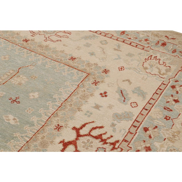 Rug & Kilim’s Oushak Style Rug in Sky Blue With All Over Floral Patterns For Sale In New York - Image 6 of 7