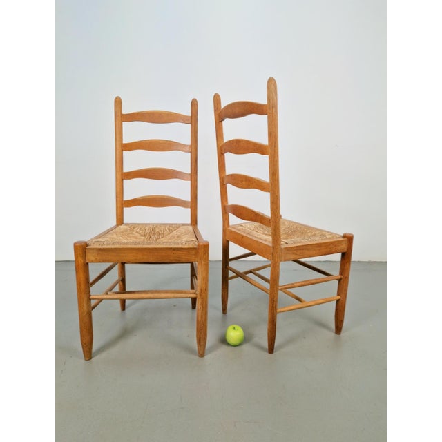 Vintage Brutalist Wicker Ladder Chairs in the style of Charlotte Perriand, 1960s, Set of 2 For Sale - Image 6 of 12