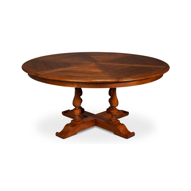 Featuring an old world walnut finish, and a farmhouse-patterned walnut top, supported by four beautifully turned baluster...