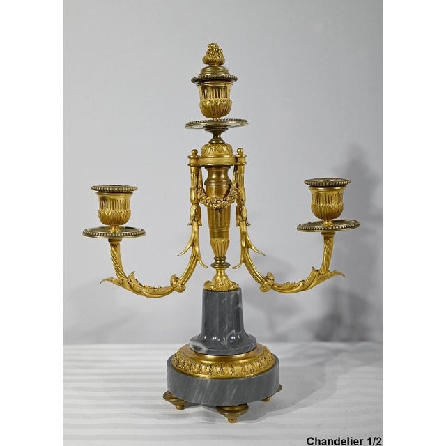 Mid 19th Century Bronze and Marble Candleholders, Set of 2 For Sale - Image 6 of 18