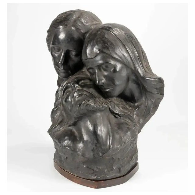 19th Century 19th Century Monumental Stoneware Sculpture of the the Holy Family Consists of the Child Jesus, the Virgin Mary and Saint Joseph For Sale - Image 5 of 12