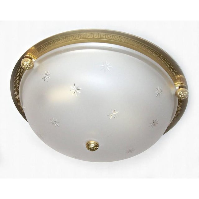 Vaughan Regency Style Greek Key Brass Glass Flush Mount Chairish
