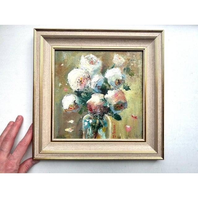 Framed Floral White Flowers Peonies Bouquet Original Painting by Valeriya Serova For Sale - Image 10 of 14