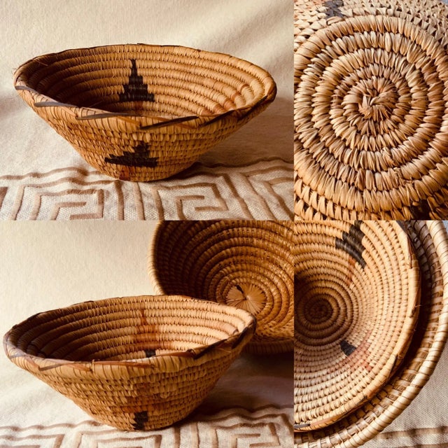 Gold West African Sweet Grass Coil Baskets - Pair For Sale - Image 8 of 11