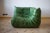 Animal Skin Dubai Green Leather Togo Lounge Chair, Corner and 2-Seat Sofa by Michel Ducaroy for Ligne Roset, 1979, Set of 3 For Sale - Image 7 of 14