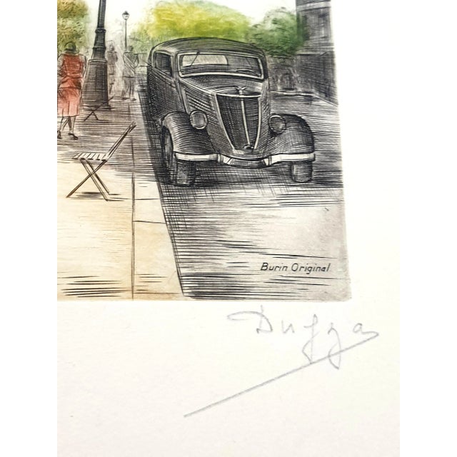 Dufza, Paris, Saint Michel, Hand Signed Etching, 1940s For Sale - Image 3 of 8