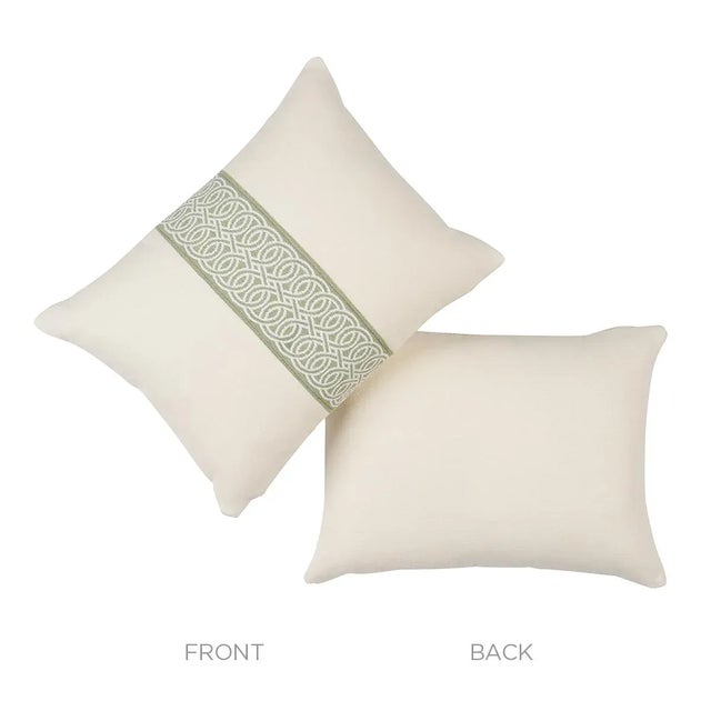 Contemporary Schumacher Infinito Indoor/Outdoor Pillow in Sage For Sale - Image 3 of 4