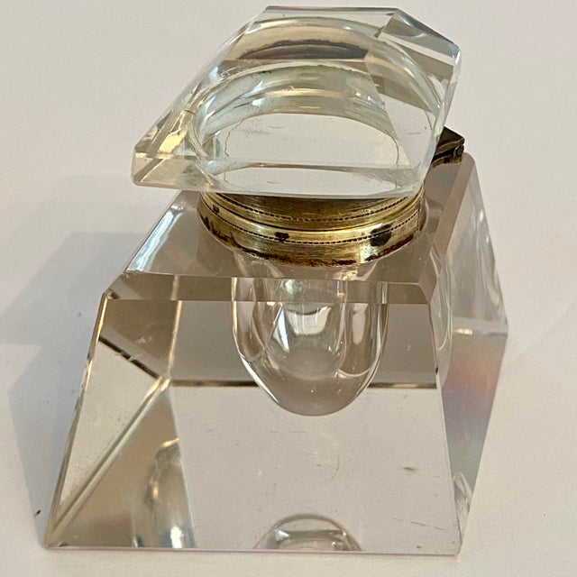 Antique Crystal Desktop Inkwell For Sale - Image 4 of 14