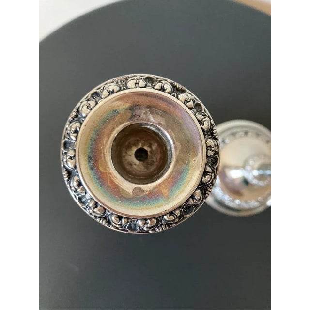 Metal English Georgian Design Silver Plate Tall Candlesticks- A Pair For Sale - Image 7 of 12