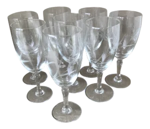 Noritake Sasaki Wheat Etched Crystal Sherry Glasses-set of 8