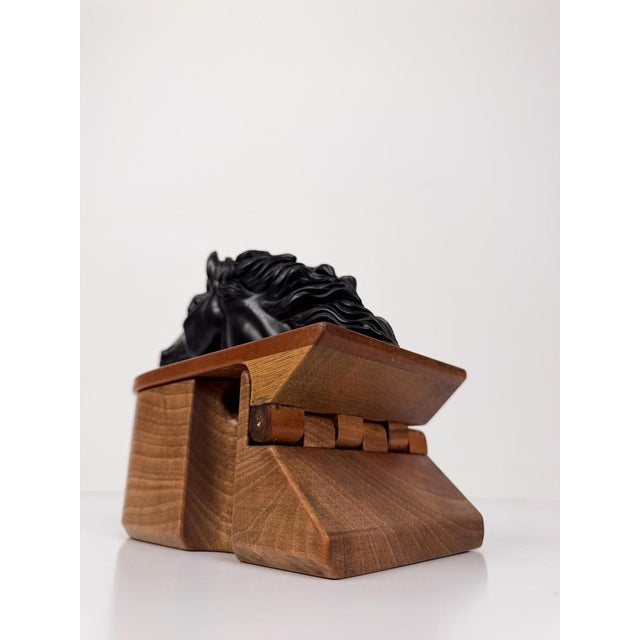 Wood Mid-Century Modern Italian Walnut Tobacco Jar with Sculptural Horse Head, 1970s For Sale - Image 7 of 18
