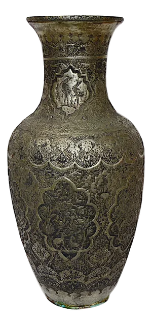 Copper Vase with Engraving, 1940s