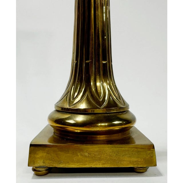 Brass Grand Vintage Fluted Brass Candlesticks, a Pair For Sale - Image 8 of 9