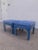 Hollywood Regency 1970s Blue Vinyl Pillow Top Ottomans - Set of Two For Sale - Image 3 of 12