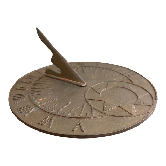 Classical Cast Iron Garden Sundial With Roman Numerals – English Estate Outdoor Decor For Sale