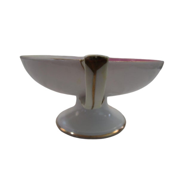 Art Deco Seven Lucky Cranes Pink by Tame and Nakamura Imperial Nippon Art Deco Double Handled Pedestal Soup For Sale - Image 3 of 15