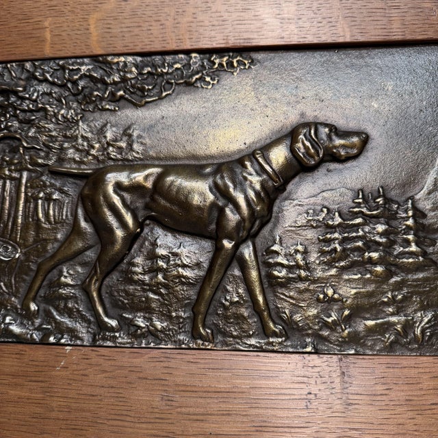 Contemporary Antique Metal Bas-Reliefs with Hunting Dogs, 1900s, Set of 2 For Sale - Image 3 of 12