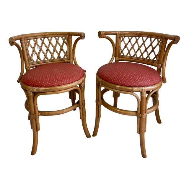 Set of Vintage Bamboo and Rattan Bistro Chairs, 1970s For Sale