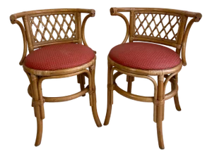 Set of Vintage Bamboo and Rattan Bistro Chairs, 1970s