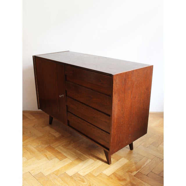 Vintage U-458 Sideboard in Dark Oak by Jiří Jiroutek for Interier Praha, Czechoslovakia, 1972 For Sale - Image 14 of 18