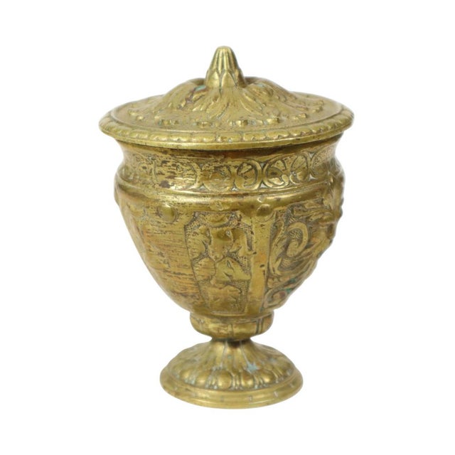 Metal Brass Cup with Lid Mythical Figure For Sale - Image 7 of 16