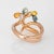 Modern Giovanni Ferraris Pave Diamond Ring Rainbow Sapphires 18k Rose Gold Estate size 6.5 For Sale - Image 3 of 7