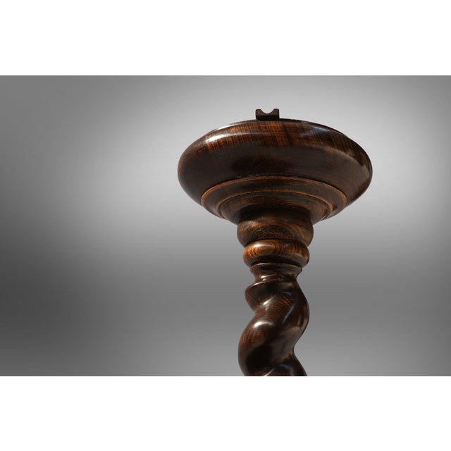 1930s Art Deco Oak Ashtray on Hand-Turned Base, France, 1930s For Sale - Image 5 of 11