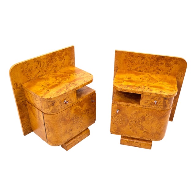 Art Deco Bedside Tables, Poland, 1930s, Set of 2 For Sale