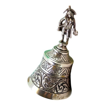 Table Bell in Chiseled Silver For Sale