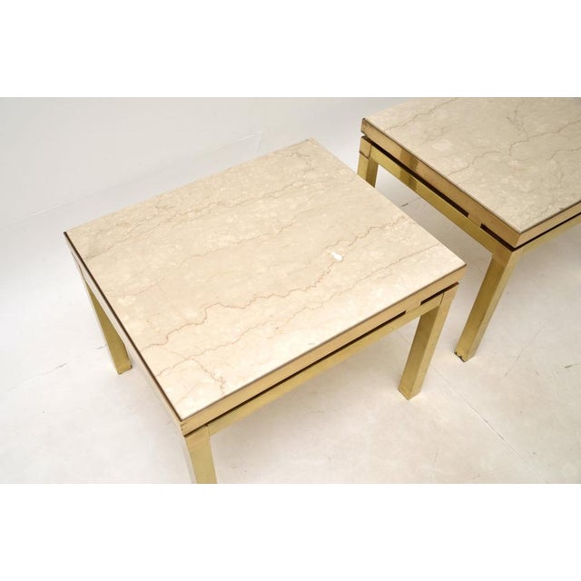 Vintage Italian Brass and Marble Side Tables, 1970s, Set of 2 For Sale - Image 4 of 8