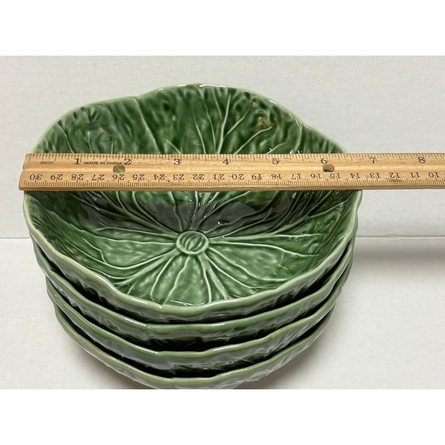 Vintage San Rafael Bordallo Pinheiro Cabbage Lettuce Majolica Bowls Portugal-Set of 4 For Sale - Image 4 of 4