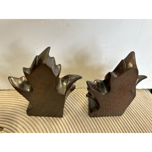 1980s Pmc Bronze Maple Leaf Bookends - a Pair For Sale - Image 4 of 7