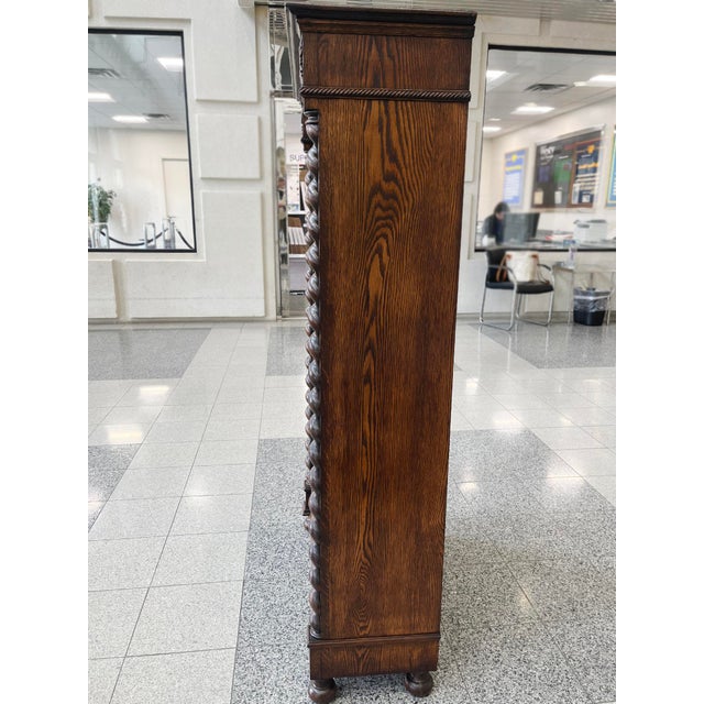 19th Century Carved Oak Bookcase Cabinet in the Style of R. J. Horner & Co. For Sale - Image 12 of 17
