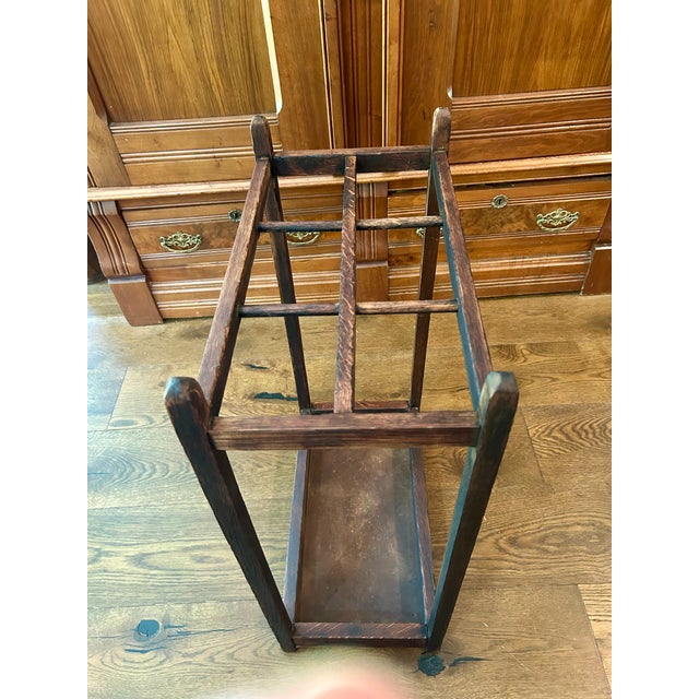 Antique Mission Oak Primitive Walking Stick Umbrella Stand For Sale - Image 4 of 5