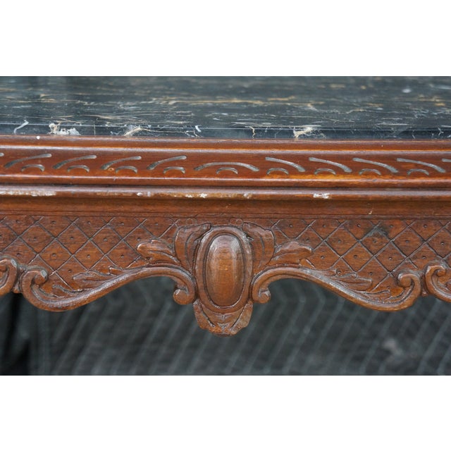 Mid 20th Century Antique Belle Epoque French Louis XV Style Walnut Marble Side Table Plant Stand For Sale - Image 5 of 18